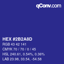 Color code: HEX #2B2A8D | qconv.com