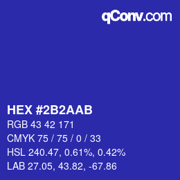 カラーコード: HEX #2B2AAB | qconv.com