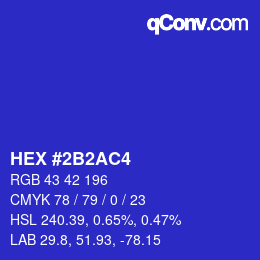 Color code: HEX #2B2AC4 | qconv.com