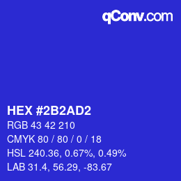 カラーコード: HEX #2B2AD2 | qconv.com