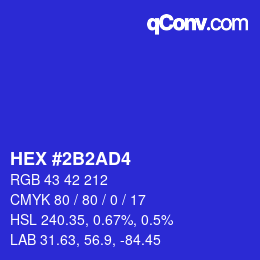 カラーコード: HEX #2B2AD4 | qconv.com