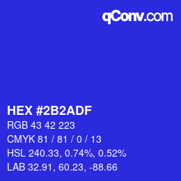 Color code: HEX #2B2ADF | qconv.com
