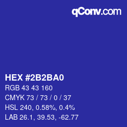 Color code: HEX #2B2BA0 | qconv.com