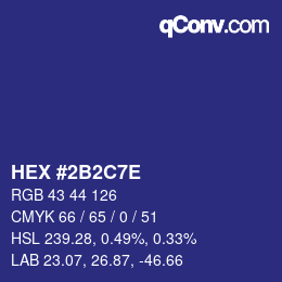 Color code: HEX #2B2C7E | qconv.com