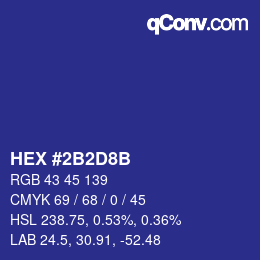 カラーコード: HEX #2B2D8B | qconv.com
