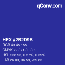 Color code: HEX #2B2D9B | qconv.com