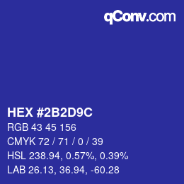 颜色代码: HEX #2B2D9C | qconv.com