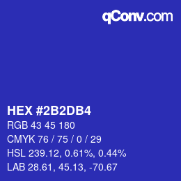 カラーコード: HEX #2B2DB4 | qconv.com