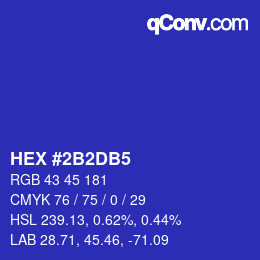 颜色代码: HEX #2B2DB5 | qconv.com