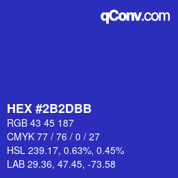 カラーコード: HEX #2B2DBB | qconv.com