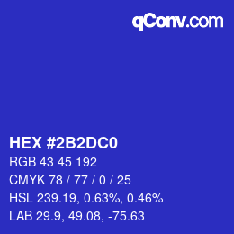 Color code: HEX #2B2DC0 | qconv.com