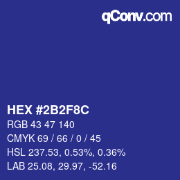 Color code: HEX #2B2F8C | qconv.com