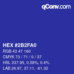 Color code: HEX #2B2FA0 | qconv.com