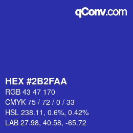 Color code: HEX #2B2FAA | qconv.com