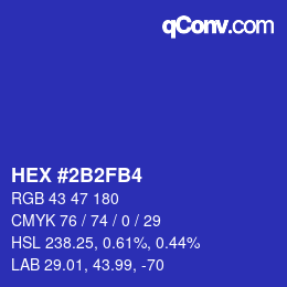 Color code: HEX #2B2FB4 | qconv.com