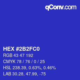 Color code: HEX #2B2FC0 | qconv.com