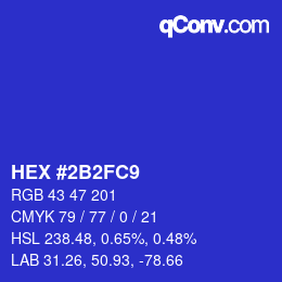 Color code: HEX #2B2FC9 | qconv.com
