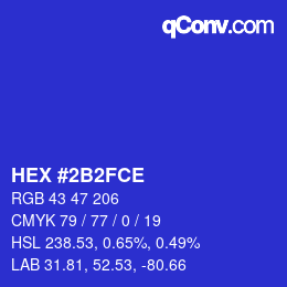 Color code: HEX #2B2FCE | qconv.com