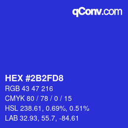 Color code: HEX #2B2FD8 | qconv.com