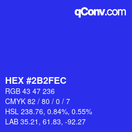 Color code: HEX #2B2FEC | qconv.com