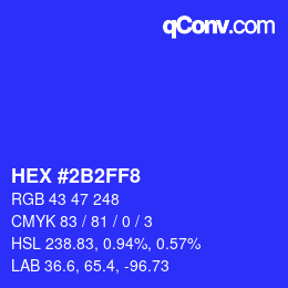 Color code: HEX #2B2FF8 | qconv.com