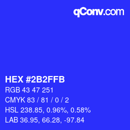カラーコード: HEX #2B2FFB | qconv.com