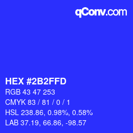 颜色代码: HEX #2B2FFD | qconv.com