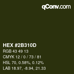 颜色代码: HEX #2B310D | qconv.com