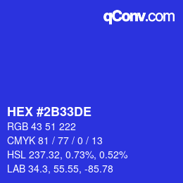 カラーコード: HEX #2B33DE | qconv.com