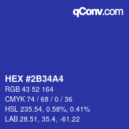 Color code: HEX #2B34A4 | qconv.com