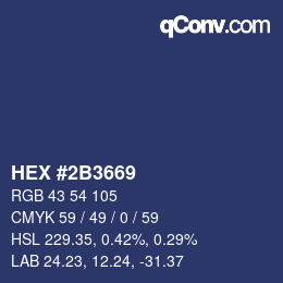 カラーコード: HEX #2B3669 | qconv.com