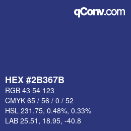 Color code: HEX #2B367B | qconv.com