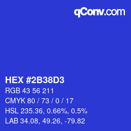 Color code: HEX #2B38D3 | qconv.com