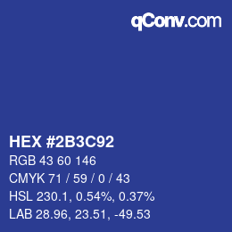 Farbcode: HEX #2B3C92 | qconv.com