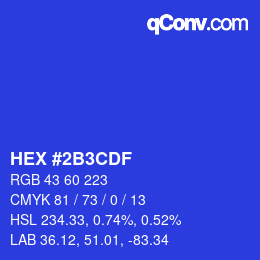 Color code: HEX #2B3CDF | qconv.com