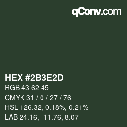 Color code: HEX #2B3E2D | qconv.com