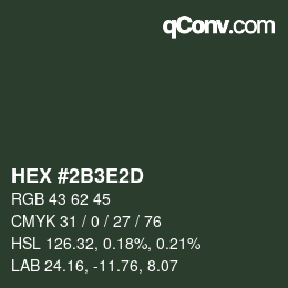 カラーコード: HEX #2B3E2D | qconv.com