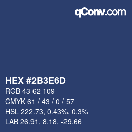 Color code: HEX #2B3E6D | qconv.com