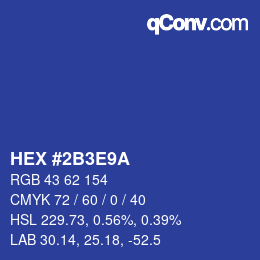 Color code: HEX #2B3E9A | qconv.com