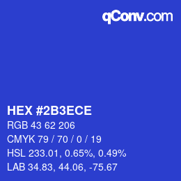 Color code: HEX #2B3ECE | qconv.com