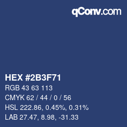 Farbcode: HEX #2B3F71 | qconv.com