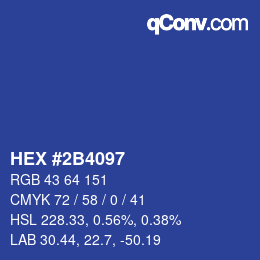 颜色代码: HEX #2B4097 | qconv.com