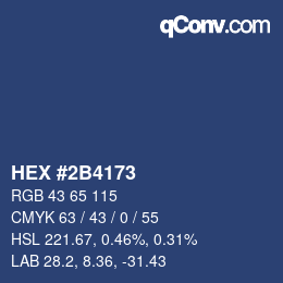 颜色代码: HEX #2B4173 | qconv.com