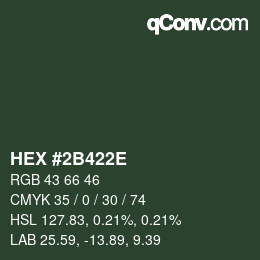 Color code: HEX #2B422E | qconv.com