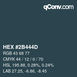 Color code: HEX #2B444D | qconv.com