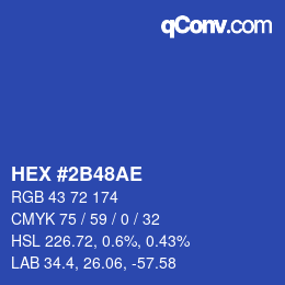 Color code: HEX #2B48AE | qconv.com