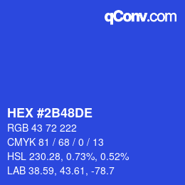 颜色代码: HEX #2B48DE | qconv.com