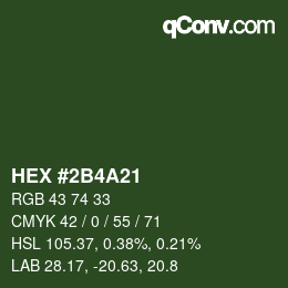 Código de color: HEX #2B4A21 | qconv.com