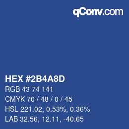Farbcode: HEX #2B4A8D | qconv.com