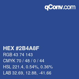 カラーコード: HEX #2B4A8F | qconv.com